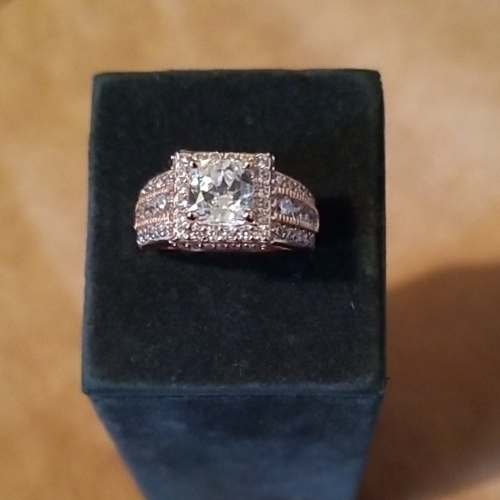 Silver ring with gold wash and CZ'S